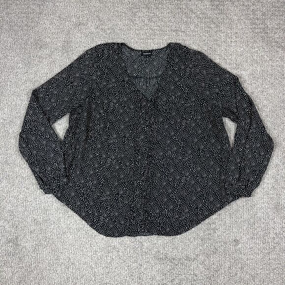Torrid Blouse Womens 0X Black White Polka Dot Plus Top Boho Button V Neck - Picture 1 of 8
